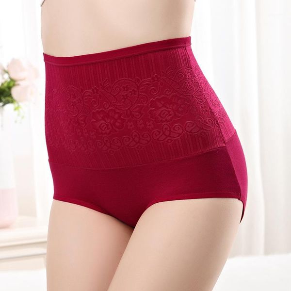 

hw015 women cotton underwear jacquard panty high waist breathable abdomen hip lingerie female panties body shaping briefs1, Black;pink