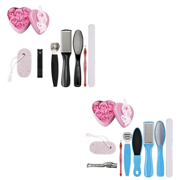 

9pcs/set manicure foot care file set dead hard skin callus remover scraper pedicure rasp tools feet care tool kit