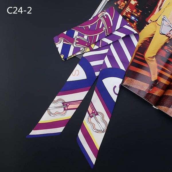 

silk women ribbon skinny scarf bag strap head neck tie scarves for ladies twill print fashion hairwear 2020 new jllqau, Blue;gray