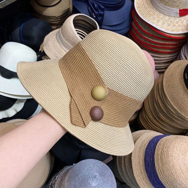 

fisherman's 2020 new korean hat with colorful buttons for summer travel, Blue;gray