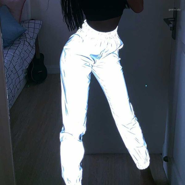 

women's pants & capris european and american fashion casual reflective loose-fitting feet spring street night running women1, Black;white