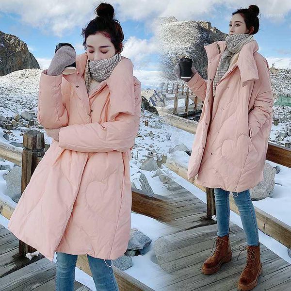 

winter white duck down in long loose down jacket is natural yards han edition cloak joker type thickening coat1, Black