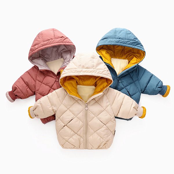 

benemaker winter overalls for children baby jacket girl boy parkas hooded warm clothes windbreaker coat 2-8t kid outerwear jh074 lj201125, Blue;gray