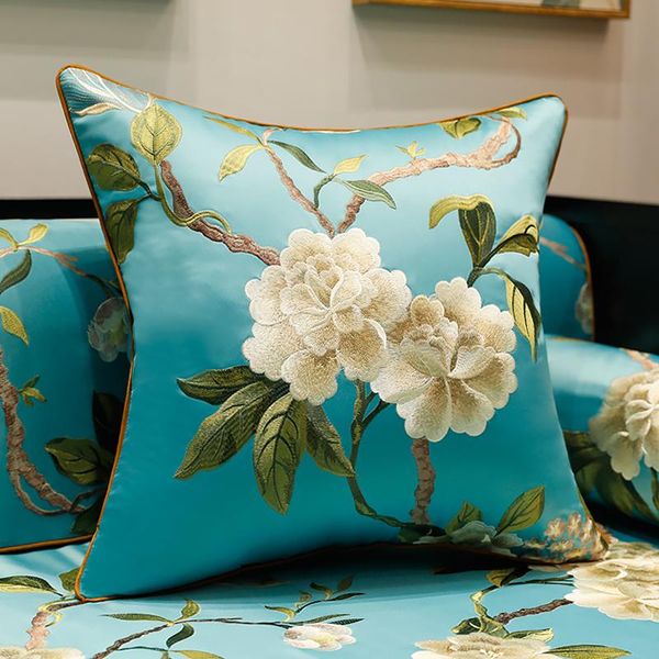 

cushion/decorative pillow classical peony yellow embroidered cushion covers red blue flowers waist pillowcases high-grade luxury cases