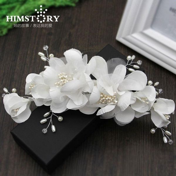 

wedding handmade crystal beads pearl hair comb white flower hair jewelry bridal vintage accessories, Golden;silver