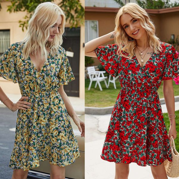 

new women's fashion printed drs in summer 2020, Black;gray