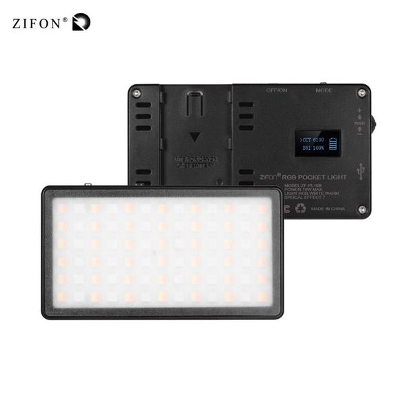 

zifon rgb pocket led selfie video light panel camera fill light dimmable 2500k-7000k lamp with oled screen battery for dslr