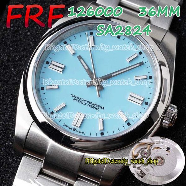 

eternity 2021 krf 36mm 904l steel case bracelet sa2824 automatic 126000 mens woman lovers watch polished bezel turquoise blue dial watches, Slivery;brown