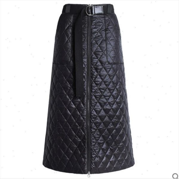 

plus size 4xldown cotton winter skirt 2021 new fashion zipper thick warm high waist package hip split skirt, Black