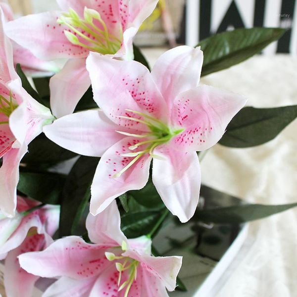 

decorative flowers & wreaths 1pcs 10 heads multicolor artificial lily flower bouquet fake bridal wedding wreath decoration p201