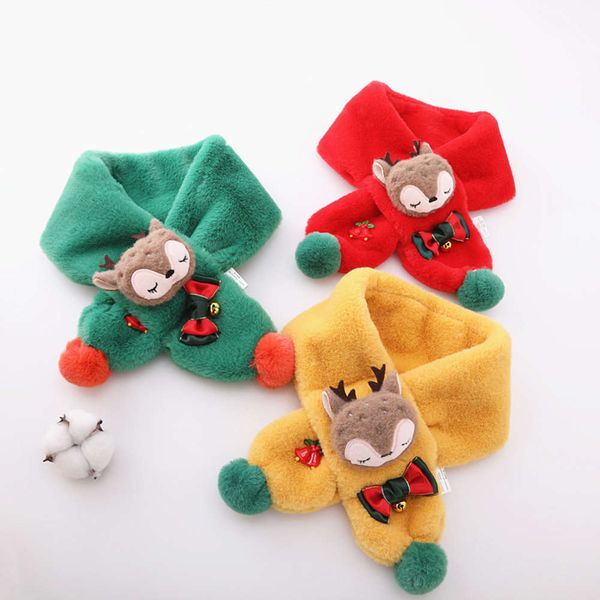 

neck scarf warm boy cute fawn baby plush girl soft in autumn and winter, Red;brown