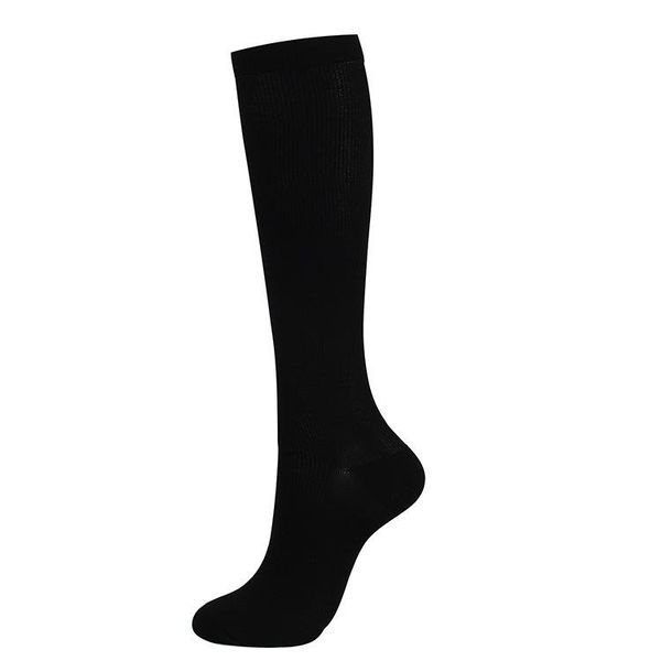 

men women solid color compression sock long stockings knee-high breathable sport socks for running basketball athletic sports, Black