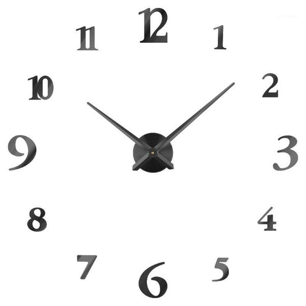 

wall clocks 3d diy large clock modern design silent sticker acrylic mirror self adhesive living room home decor1