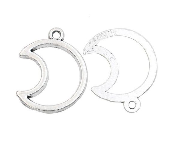 

pendants 100pcs/lot moon tibetan silver charms plated hollow for jewelry making bracelet diy handmade 27x22mm, Bronze;silver