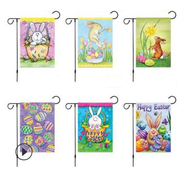 

easter garden banners egg bunny rabbits 30*45cm printing colorful banners flag hd printed customizable flags vtky2020