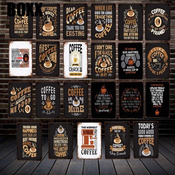 

coffee quote poop metal sign posters vintage painting custom cafe decor