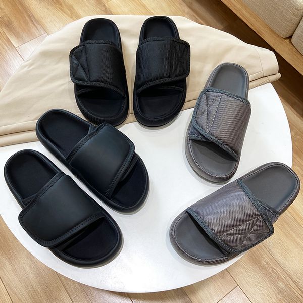 

fashion slides canvas slippers desert sand earth brown resin mens womens slipper pantoufle sneakers design beach sandals with box, Black