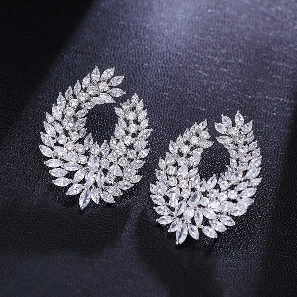 

a318 famous zircon earring for women/girl, brincos design luxury micro pave cubic zirconia stud earrings fashion jewelry, Silver