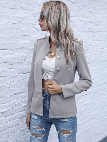 

single breasted epaulette jacket x3db#, Black;brown