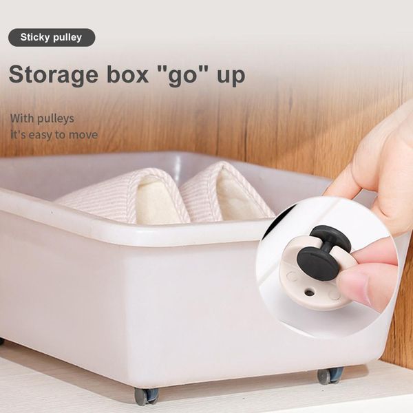 

4pcs sticky storage box wheel trash bin self adhesive pulley household noiseless and scratch box wheel fast delivery ship wmtqxi