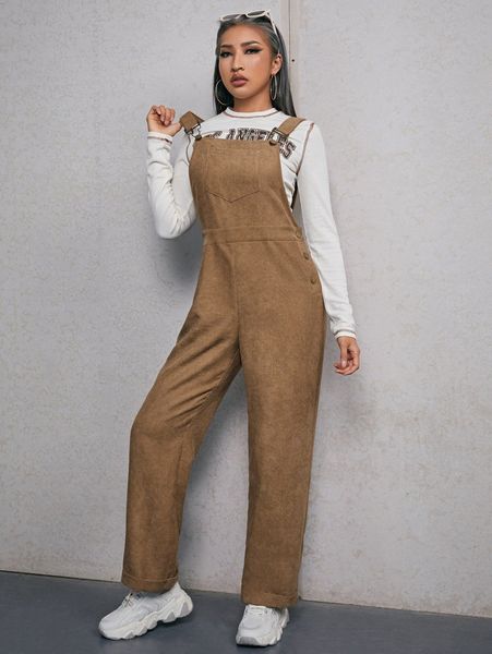 

pocket patched corduroy overall jumpsuit o1jv#, White