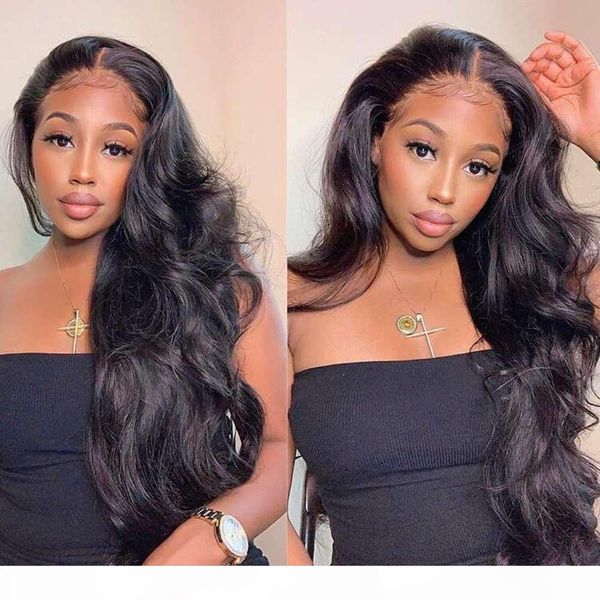 

250 density body wave glueless front human hair wigs for black women preplucked lace wig brazilian, Black;brown