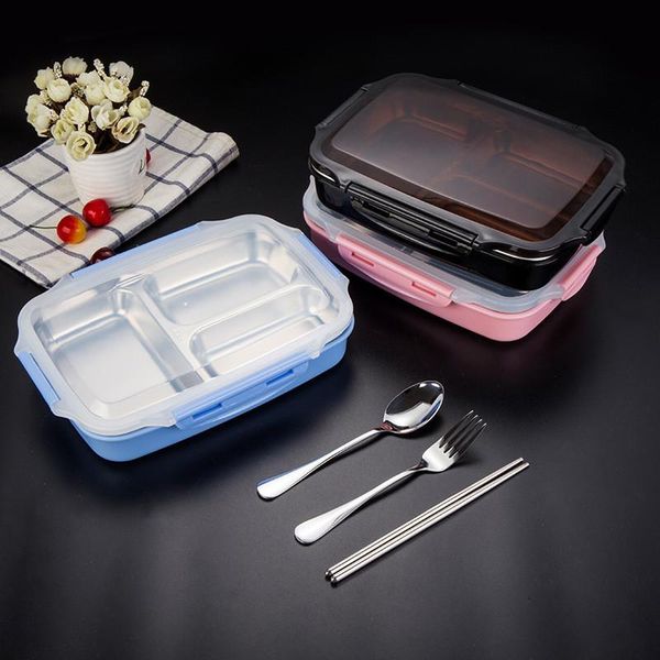 

box box из нержавеющей стали портативный пикник офисный школьный еду контейнер с отсеками микроволновая пескабка bento box отправить ложку в