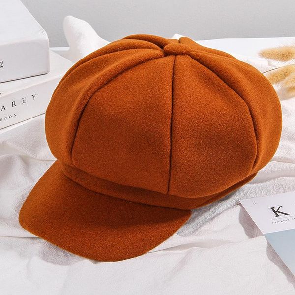 

cartelo new fashion pure color woolen octagonal hat autumn and winter new style cap men and women painter hats casual peaked cap bbyjqx