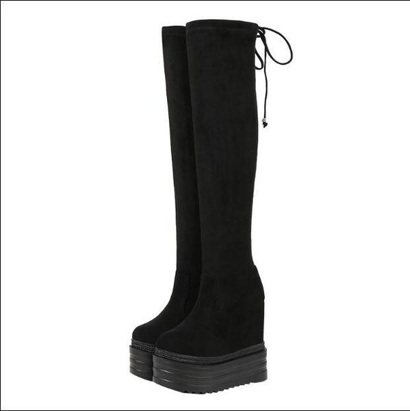 

2020 on two inches knee long high heels women's bottom boots 4afw, Black