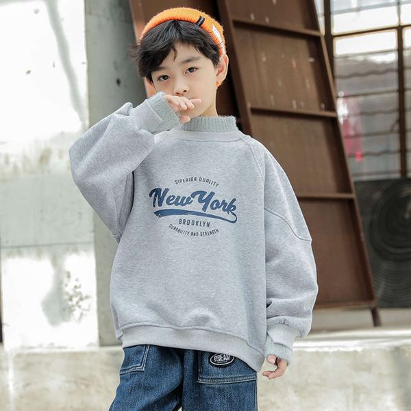 

autumn 2020 boys' and plush sweater new korean winter thickened base coat zhongda children's fashion top, Black