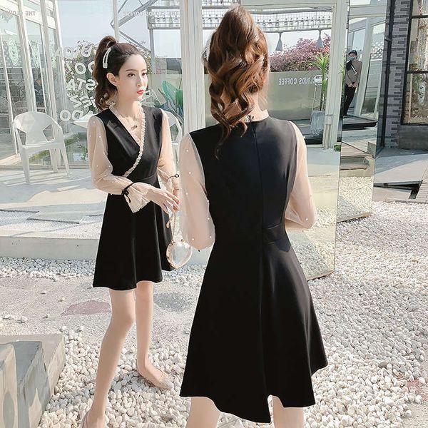 

french minority yamamoto victorian autumn / winter waist closing dress, Black;gray