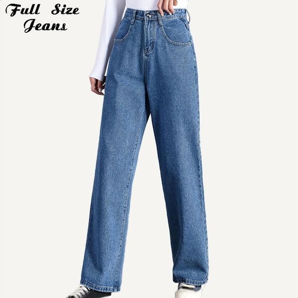 

plus size extra long loose wide leg women jeans 4xl 5xl 7xl plus size high waist full length softener casual bleached mom jean1, Blue