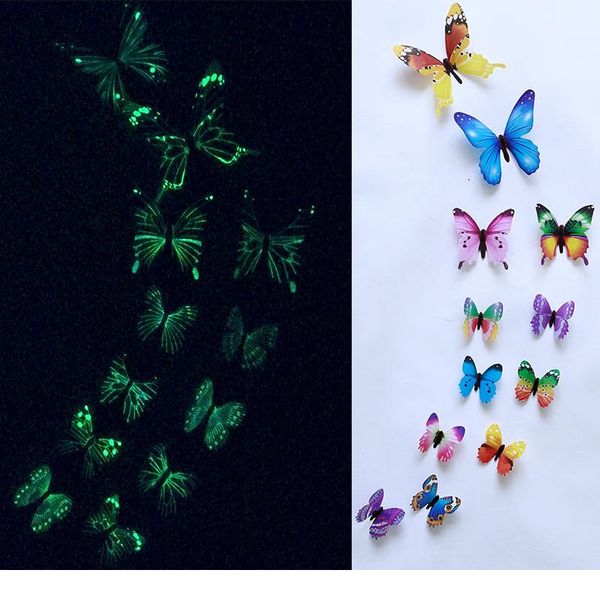 

12 шт. / установить светящаяся бабочка наклейка на стену жилая комната бабочки для свадьбы украшения дом 3d наклейки холодильника w wmtmhk
