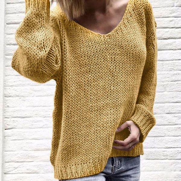 

2021 v neck solid womens sweaters pullovers loose knitted autumn winter clothing casual pullovers plus size 3xl, White;black