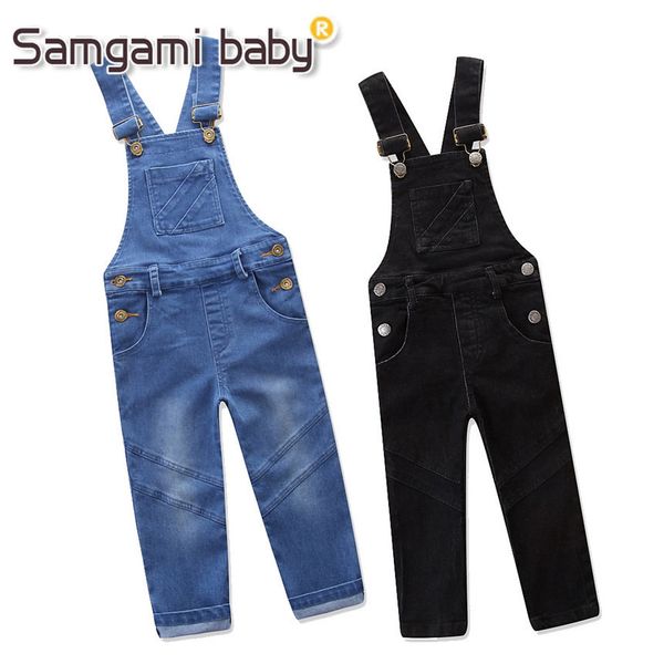 

samgami baby girls summer clothes boy girl suspender trousers fashion cowboy overalls jeans pure color pants kids boys clothes y200704, Blue