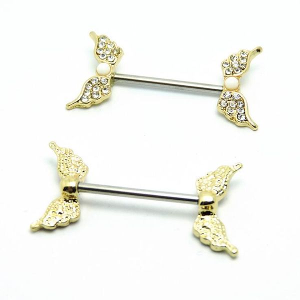 

новый год hot 2pcs opal douncle nipple piercing 16g золотые крылья сосков пирсинг болванчики болван в корпусе ювелирные изделия соска pirsin, Black