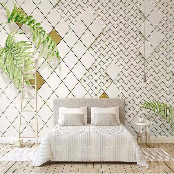 

custom any size 3d wallpaper modern simple 3d white plaid mural living room bedroom tv background wall painting wallpaper roll