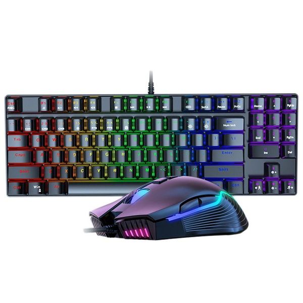 

new arrival-onikuma rgb usb interface keyboard and mouse set mechanical blue axis backlit gaming keyboard and mouse