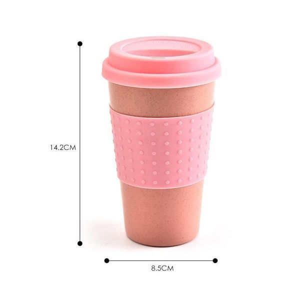 

eco-friendly coffee tea cup wheat straw travel water drink mug with sile lid drink bbythe