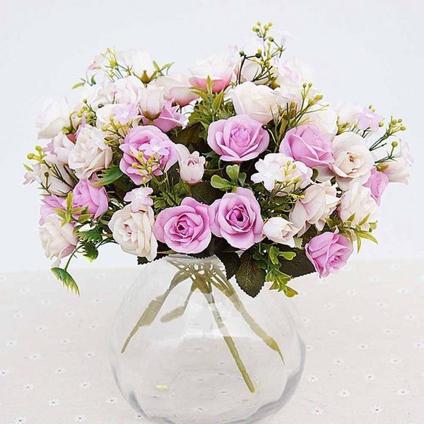 

1 bouquet silk rose european style artificial flower bouquet fake flowers wedding home party decoration1