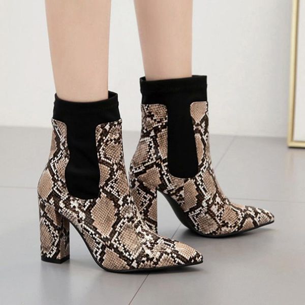 

boots 2021 ladies ankle roman square high heel fashion pointed single thick with, Black