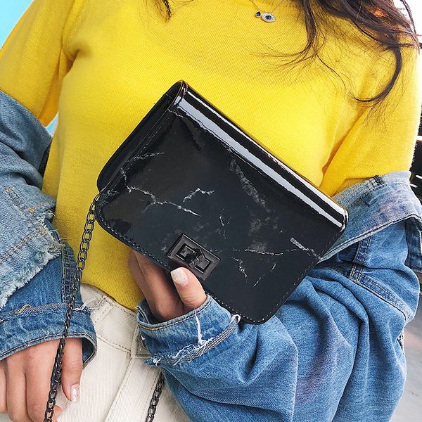 

020 bag ins woman tide marble grain single shoulder small square package chain all-match messenger bag