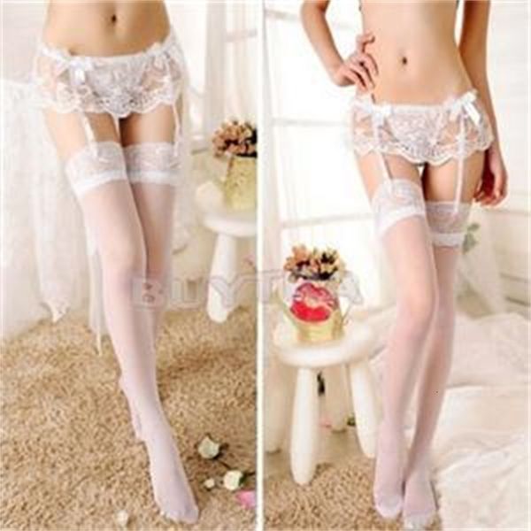 

lace lingeries underwear sock solid women tracksuit thong stocking suspender dual layer garter belts stockings not included, Black;white