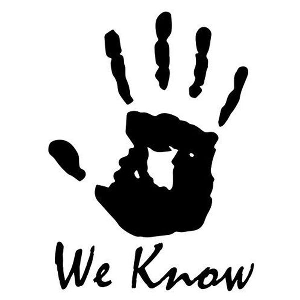 

8.9cm*12cm skyrim we know sticker vinyl dark brotherhood legendary diy decorative car styling car sticker black/sliver c8-0475