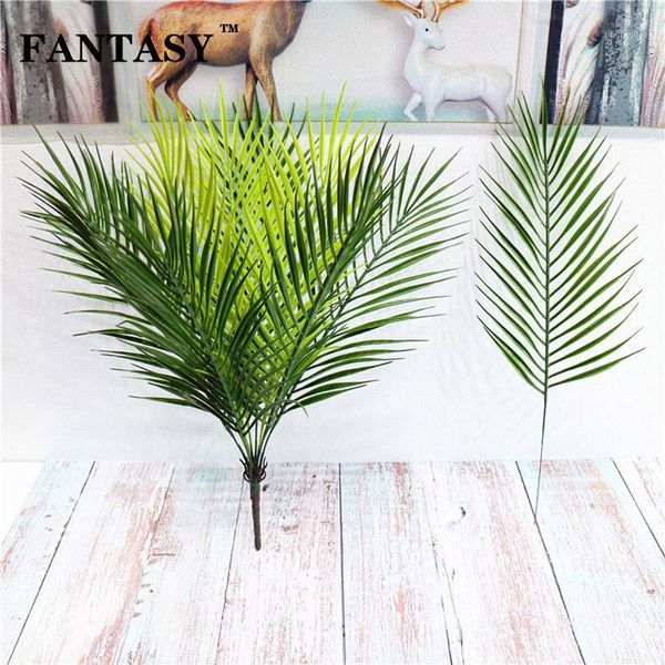 

decorative flowers & wreaths 52cm 9fork fake leaves bouquet artificial palm tree branch tropical green leaf plastic false plant for hawaiian
