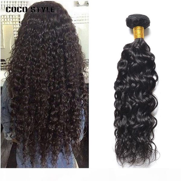 

brazilian water wave bundles human hair weave bundles 100% hair extensions nonremy hair natural color 10-28 inch 1pc, Black