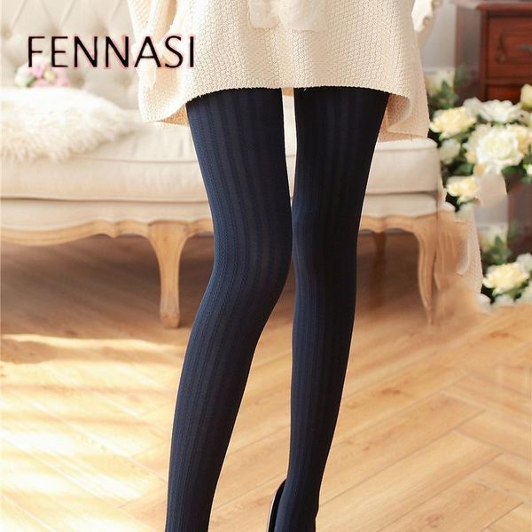 

socks & hosiery fennasi 2021 nylon women tights vertical printed stripes comfortable breathable close-fitting velvet pantyhose, Black;white