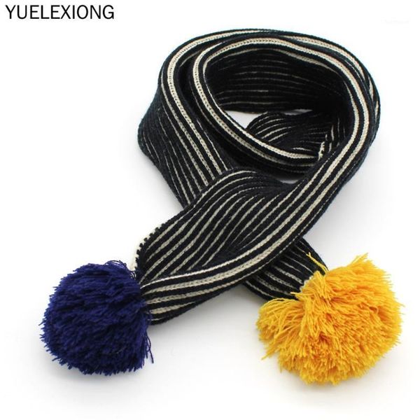 

2020 new fashion girls scarf children winter long shawls cute double colors ball scarves collar knitted scarfs for kids1, Blue;gray