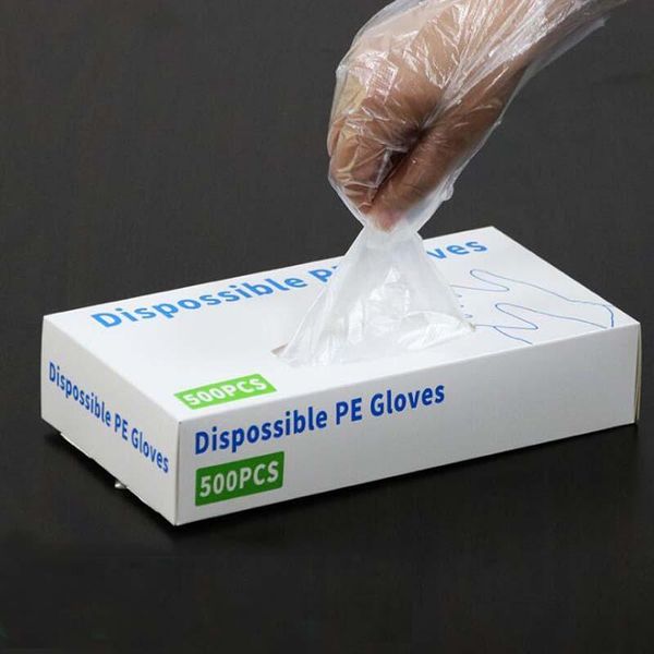 

factoryj70bpe materials gloves 500pc brand new /box food grade oil proof thickened ,direct selling disposable transparent glovesadu