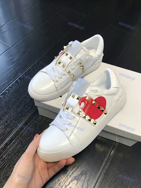 

paris fashion mens women casual shoes white black women leather comfortable shoes open low sports sneakers size 35-45, Black;red